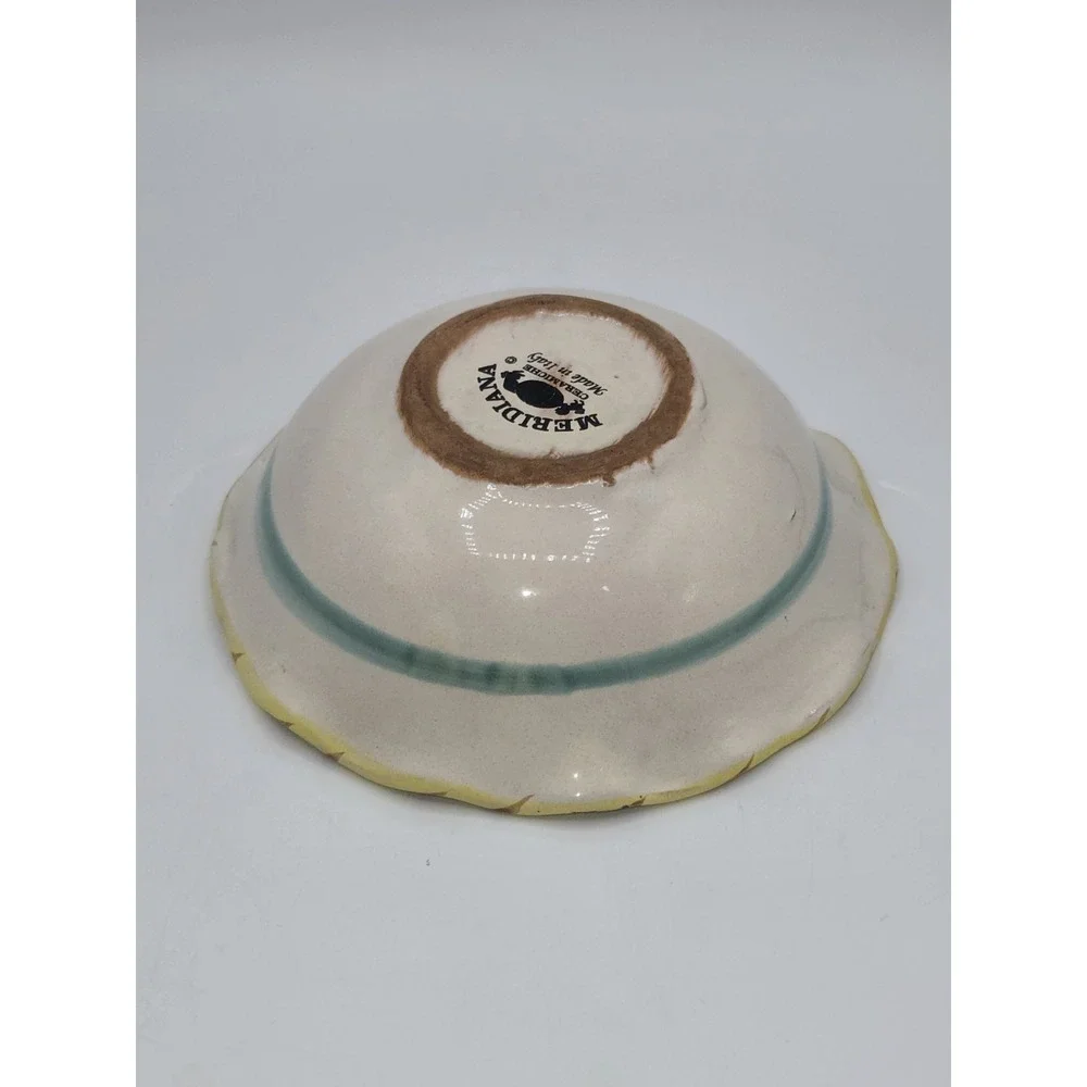 Meridiana Ceramiche Italian Hand Painted Floral Scalloped Serving Bowl Italy